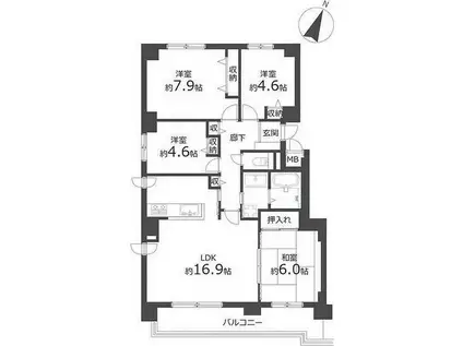 ラポール桑園駅前 A棟(4LDK/2階)の間取り写真