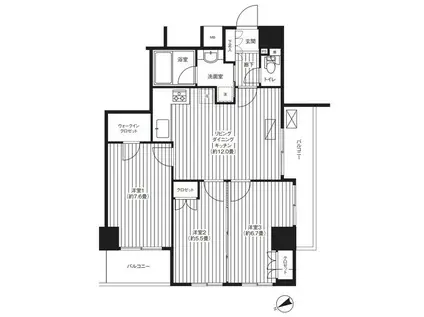 王子神谷パークサイドハイツ(3LDK/7階)の間取り写真