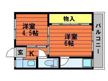 ソラーナ川辺I(2K/3階)の間取り写真