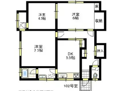 メゾン西山町(3K/1階)の間取り写真