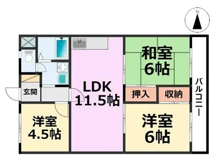 シティハイツ武庫之荘(3LDK/5階)の間取り写真
