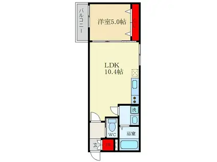 イリスコート香里園III(1LDK/2階)の間取り写真