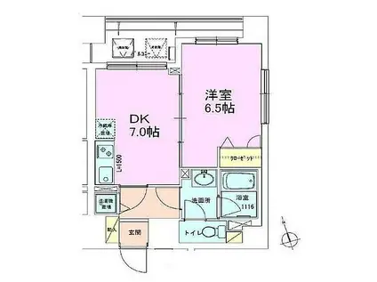 銀座レジデンス参番館(1DK/7階)の間取り写真