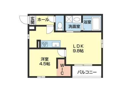  紀三井寺共同(1LDK/1階)の間取り写真