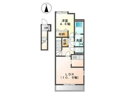 プランドールたちばな(1LDK/2階)の間取り写真