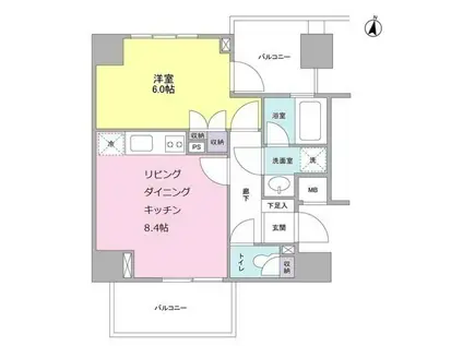 KS新中野(1LDK/4階)の間取り写真
