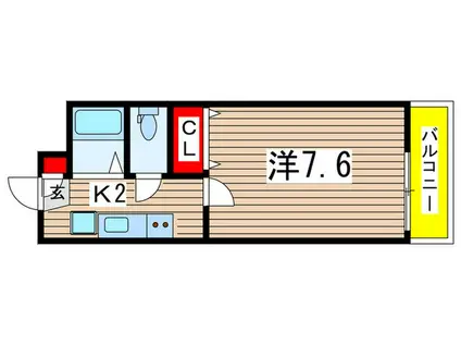 QUALIAIII(1K/2階)の間取り写真