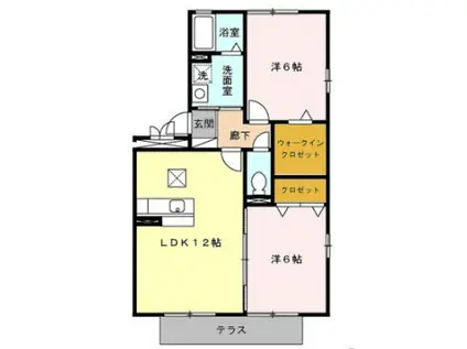 プランシェコート(2LDK/1階)の間取り写真