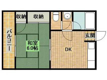 アプハウス(1DK/2階)の間取り写真