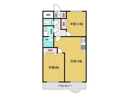 ミヤビヒルズ大泉学園A棟(2LDK/1階)の間取り写真