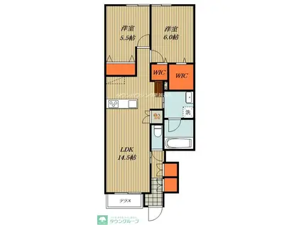 草加市柳島町メゾン(2LDK/1階)の間取り写真