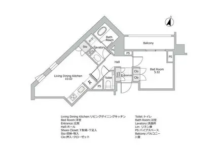 ブランズ代々木参宮橋(1LDK/3階)の間取り写真