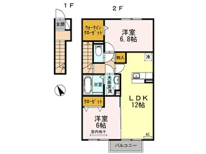 ウィット竜泉寺(2LDK/2階)の間取り写真