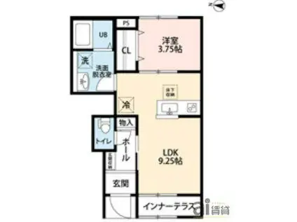 リーブルファイン小平仲町(1LDK/1階)の間取り写真