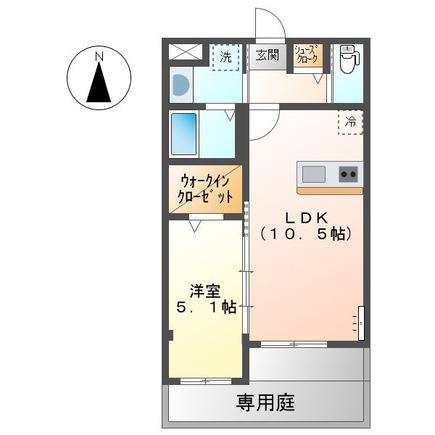 エスポワール松南(1LDK/1階)の間取り写真