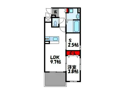 ロイズ土井南(1SLDK/1階)の間取り写真