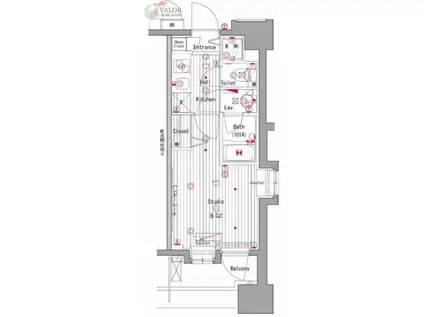 グランド・ガーラ横濱元町(1K/9階)の間取り写真