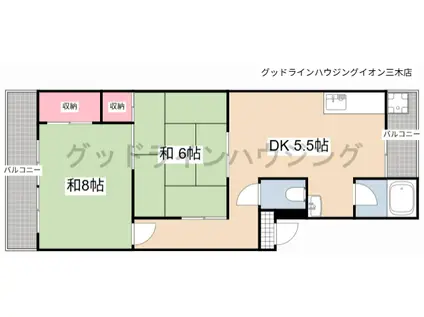 エビスマンション(2DK/1階)の間取り写真