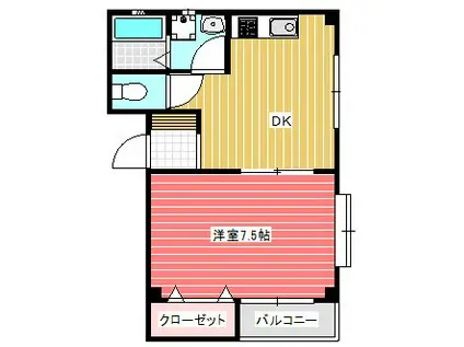 マルテ中青木(1DK/2階)の間取り写真