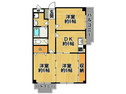 サニーコートすみれ(3DK/1階)の間取り写真