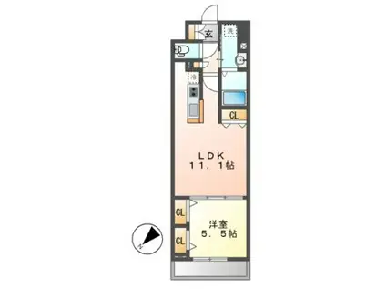 グランルクレ新栄イースト旧 ロイジェント新栄IV(1LDK/6階)の間取り写真