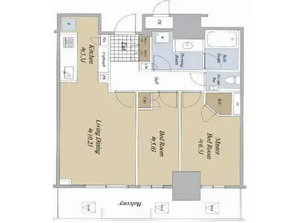 パークタワー西新宿(2LDK/15階)の間取り写真