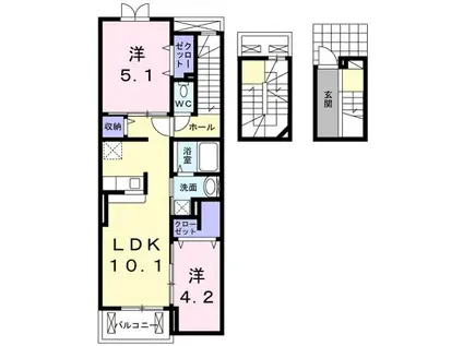 ジュリアスガーデン鳳(2LDK/3階)の間取り写真