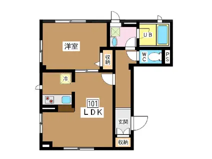 PALCONMAX新都心(1LDK/1階)の間取り写真