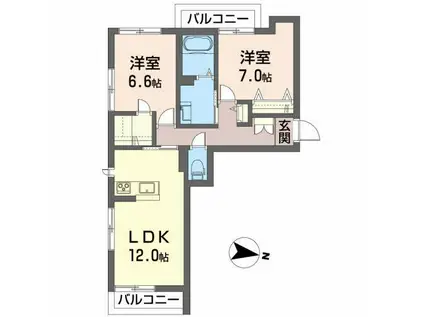 べアーレ(2LDK/3階)の間取り写真