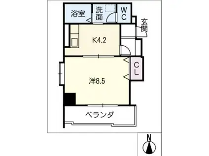 フェリシダ千種(1DK/7階)の間取り写真