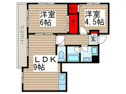 サニースカイ(2LDK/3階)の間取り写真
