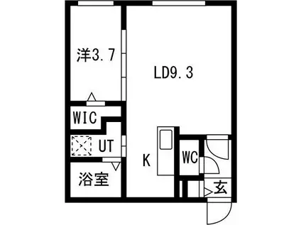 ヴィクトワール麻生(1LDK/4階)の間取り写真