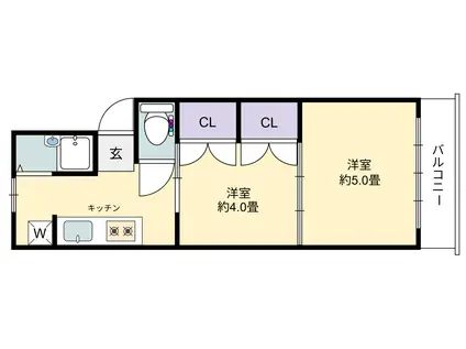 オーナーズマンション(2K/1階)の間取り写真