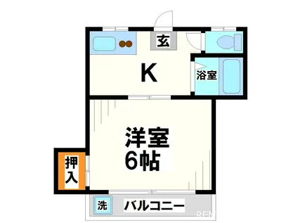 ラフォーレユー(1K/2階)の間取り写真