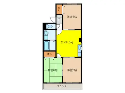 ジ・ラソーレ(3DK/3階)の間取り写真