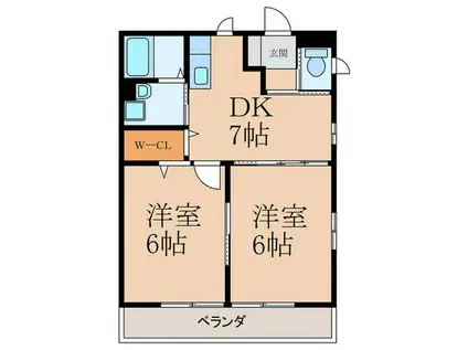 グリーンハイツ吉志(2DK/1階)の間取り写真