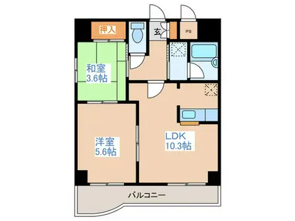 エンドレス三井平和通I(2LDK/2階)の間取り写真