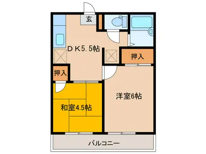 本庄椿山荘(2DK/2階)の間取り写真