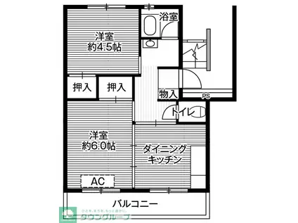 ビレッジハウス台宿4号棟(2DK/3階)の間取り写真
