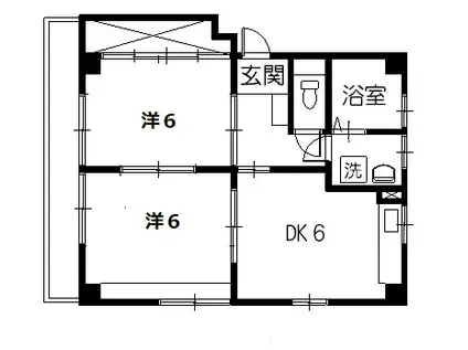 青木ビルII(2DK/2階)の間取り写真