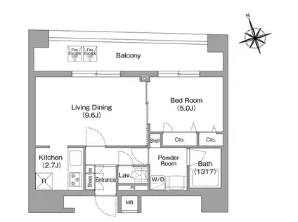 コンフォリア・リヴ八丁堀(1LDK/11階)の間取り写真