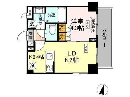 ロイジェント西新井(1LDK/2階)の間取り写真