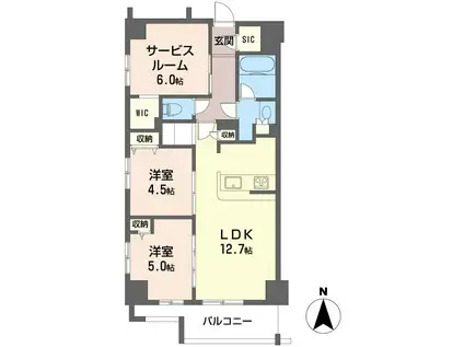 ツインズ国立II(2SLDK/9階)の間取り写真