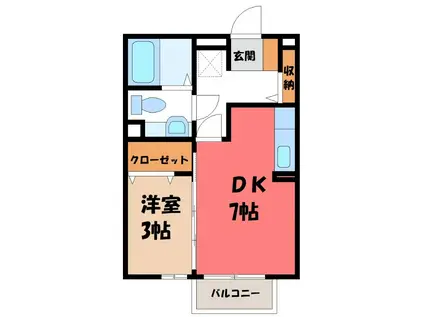 ルミナスハイム I(1DK/1階)の間取り写真