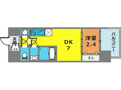 セレニテ三宮リアン(1DK/15階)の間取り写真