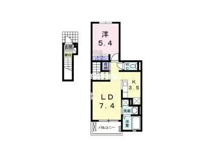 BRUNOIV(1LDK/2階)の間取り写真