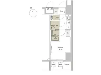 エスタート品川戸越II(1K/6階)の間取り写真