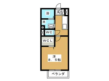 ボヌール アビテC(ワンルーム/2階)の間取り写真