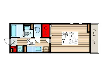 ウィステリア東松戸(1K/2階)の間取り写真