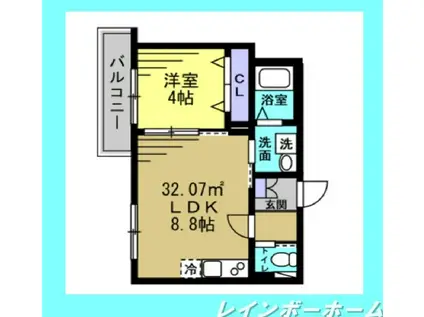 YSA南流山(1LDK/1階)の間取り写真